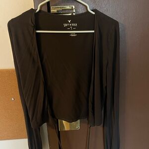 Aerie Soft & Sexy Grey Tie Front Cardigan